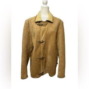 Micheal Kors Leather Coat Womens size large Tan color